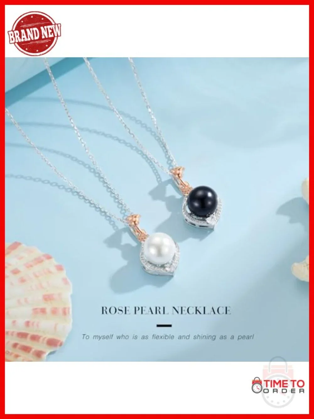 10-11mm Freshwater Pearl Necklace with Rose Flower Pendant, 925 Sterling Silver